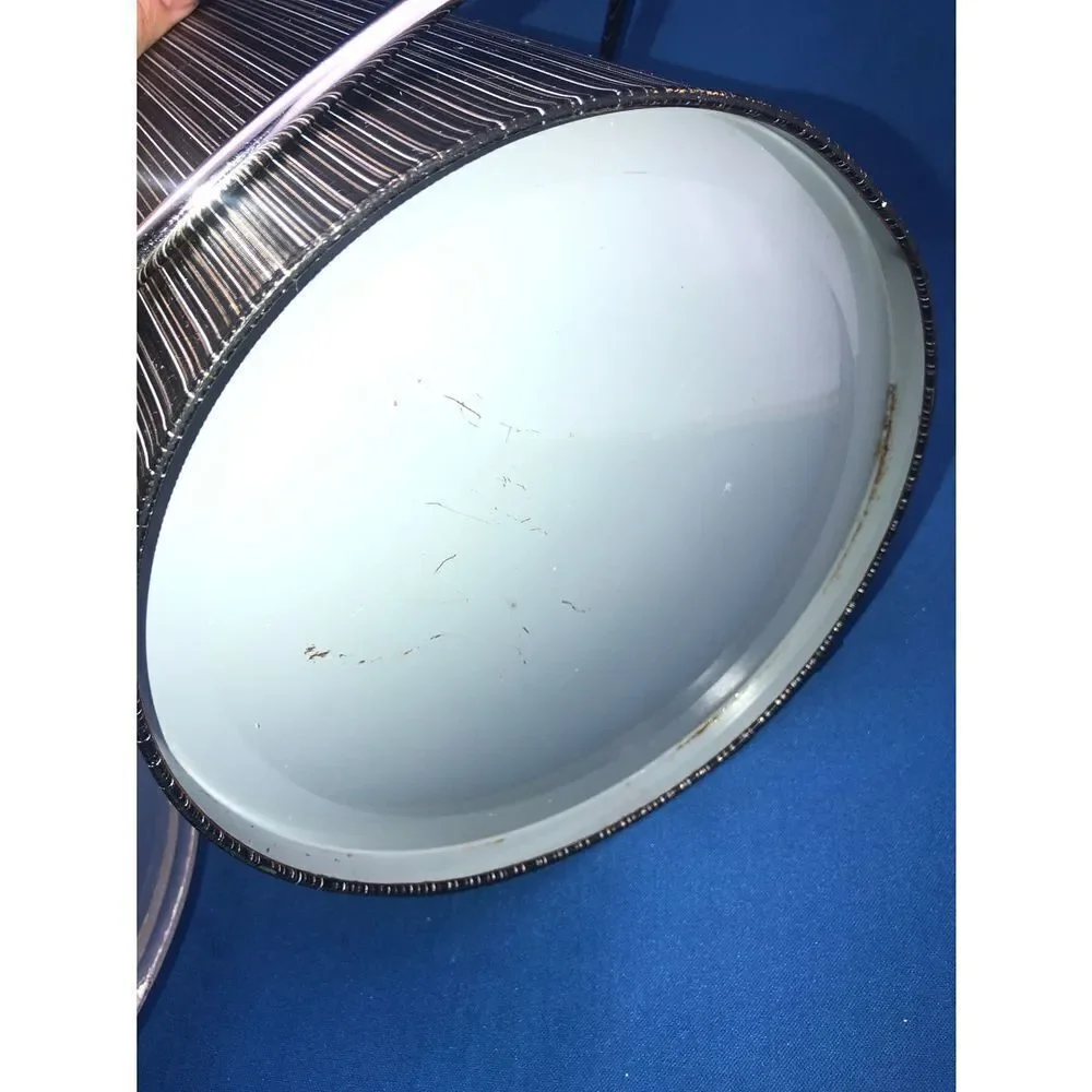 Vintage SilverTone Laminate plastic Ice Bucket With Lid